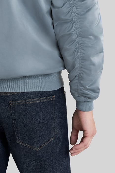 LIGHT BLUE SATIN NYLON BOMBER JACKET 6