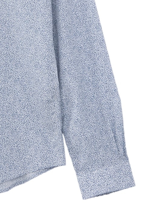 NAVY ORGANIC COTTON MICROLEAF MOTIF SLIM SHIRT 7