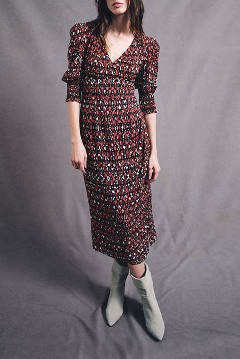 BLACK IKAT PRINT MIDI DRESS 6