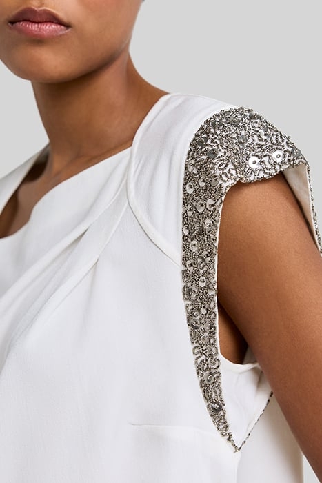 WHITE TOP WITH BEADS AND SEQUINS ON SHOULDERS 5