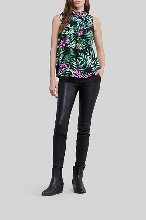 BLACK LENZING™ ECOVERO™ TROPICAL PRINT TIED TOP 3