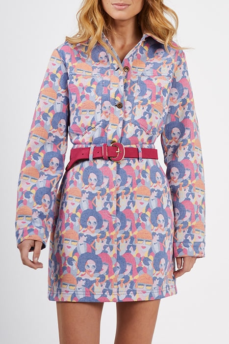 ROYAL BLUE SHORT SKIRT WITH WOMEN MOTIF JACQUARD 4