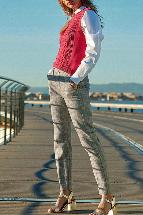 BEIGE CHECK SUIT TROUSERS 8