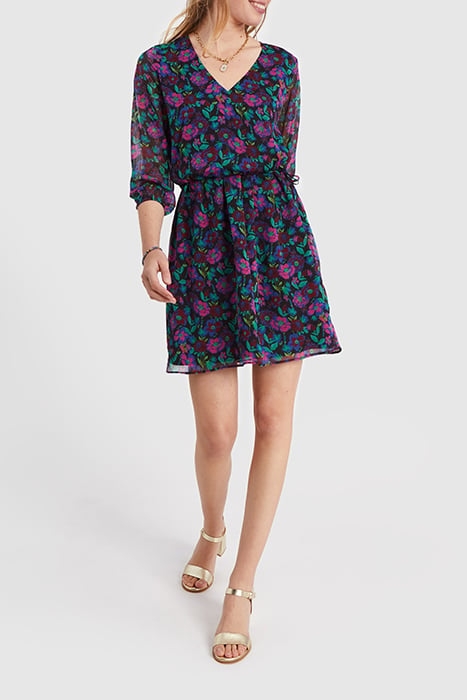 RASPBERRY DRESS WITH FLORAL COLOURED PRINT 3