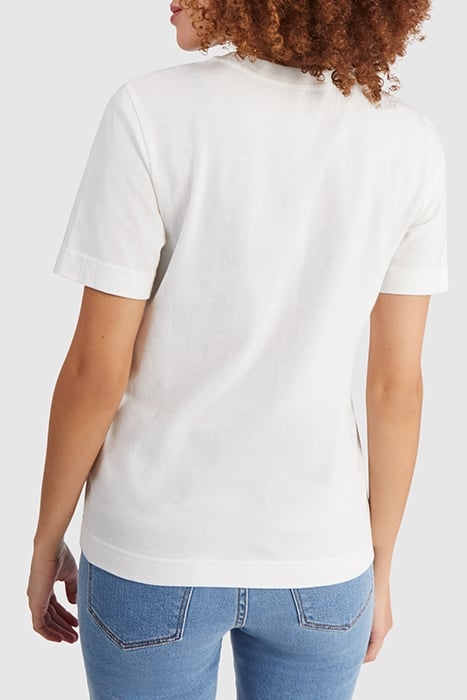 OFF-WHITE T-SHIRT WITH EMBROIDERED FLOWER SLOGAN 2