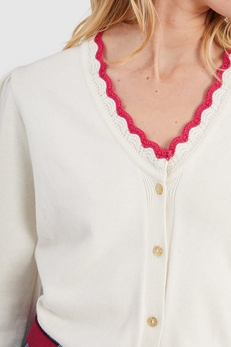 OFF-WHITE KNIT CARDIGAN WITH PINK DETAILS 6