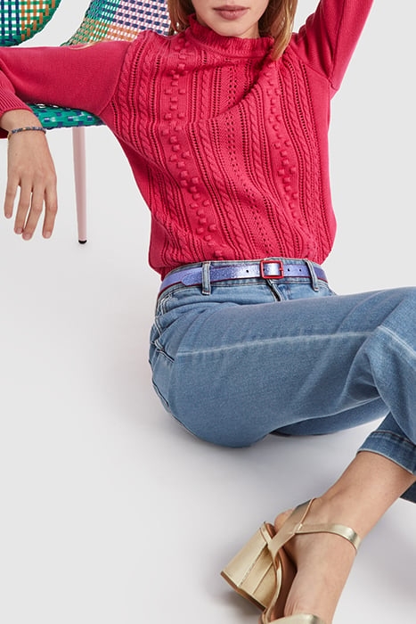 MAGENTA DECORATIVE KNIT SWEATER 5