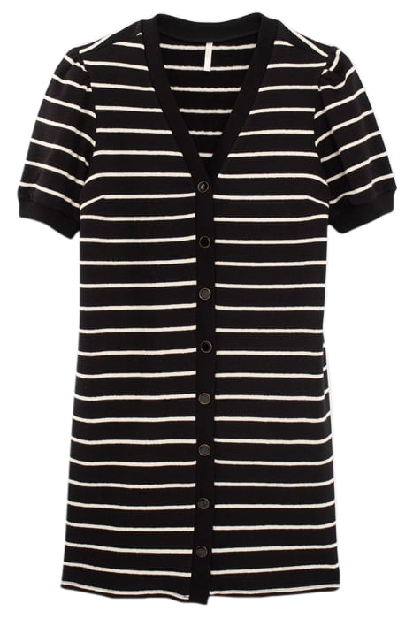 BLACK AND ECRU KNIT BUTTONED SAILOR-STRIPE DRESS 4