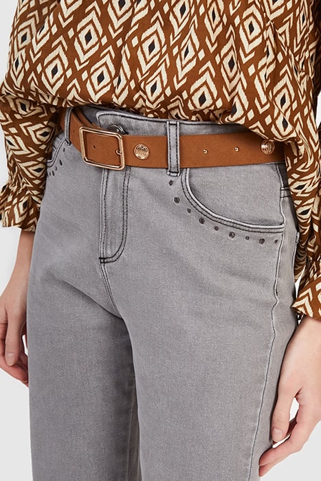 GREY STRAIGHT JEANS WITH EMBROIDERED POCKETS 4