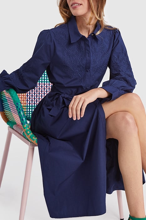 INDIGO LONG DRESS WITH TONE-ON-TONE EMBROIDERY 6