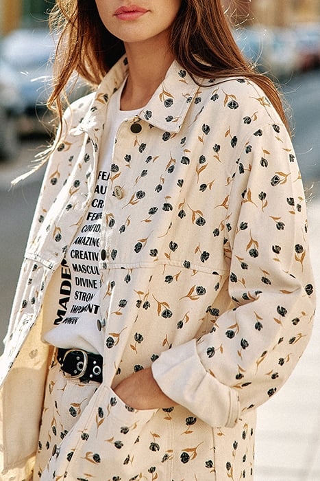 ECRU DENIM JACKET WITH ROCK MINI-FLOWER PRINT 6