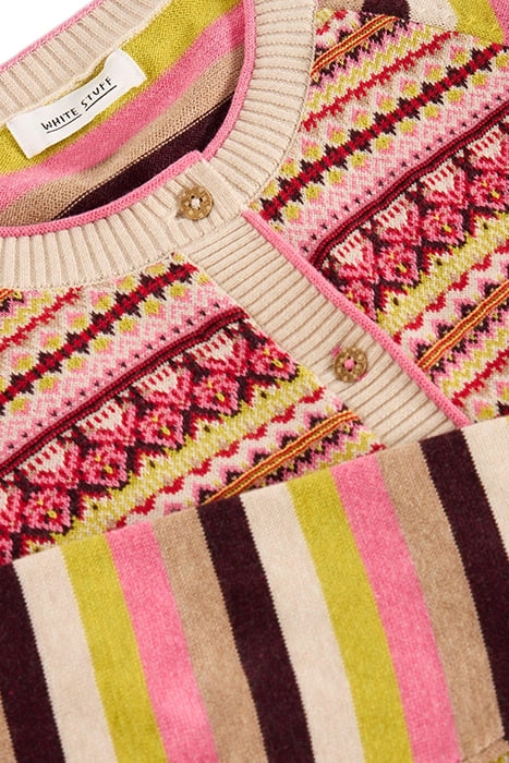 LULU FAIRISLE CARDI PINK MULTI 6