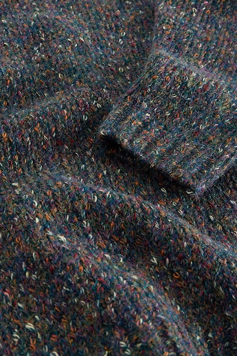 TEXTURED V NECK JUMPER TEAL MULTI 6