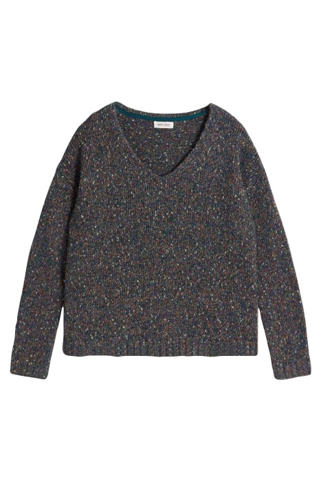 TEXTURED V NECK JUMPER TEAL MULTI 3