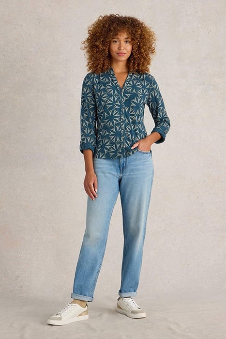 ANNIE JERSEY SHIRT TEAL MULTI 1