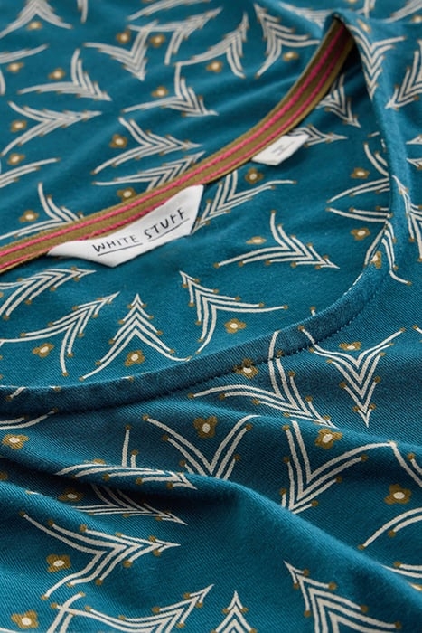 MADELINE JERSEY DRESS TEAL MULTI 6