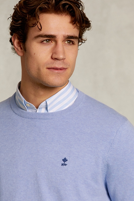 NORMAL FIT BASIC COTTON CREW NECK PULLOVER TROPEZ MIX BLUE 4