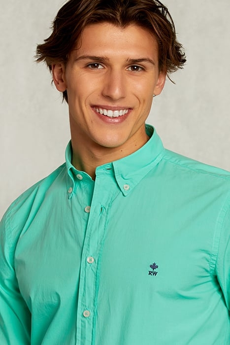 CUSTOM FIT GREEN POPLIN SHIRT 4