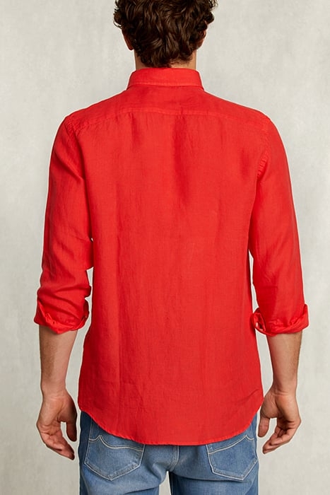 CUSTOM FIT LINEN SHIRT POMEGRANATE RED 2