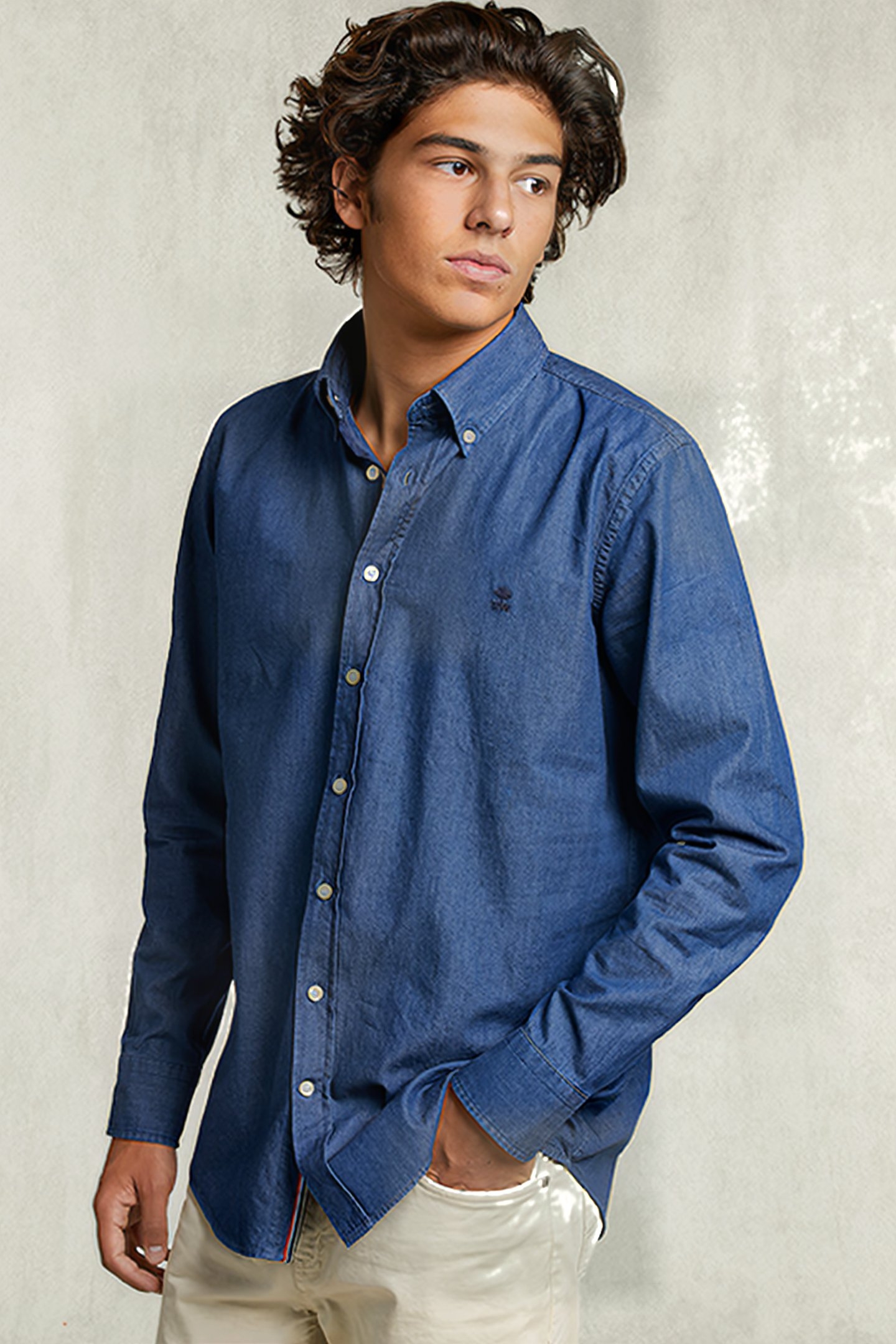 CUSTOM FIT DENIM SHIRT BLUE BLUE 1
