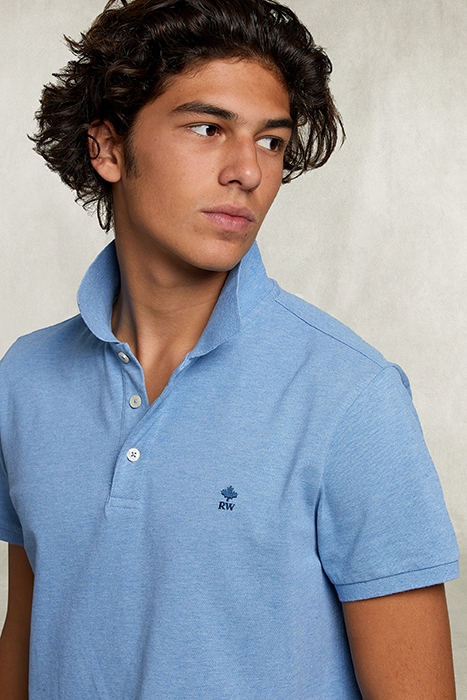 CUSTOM FIT PIMA COTTON POLO CHAMBRAY MIX BLUE 3