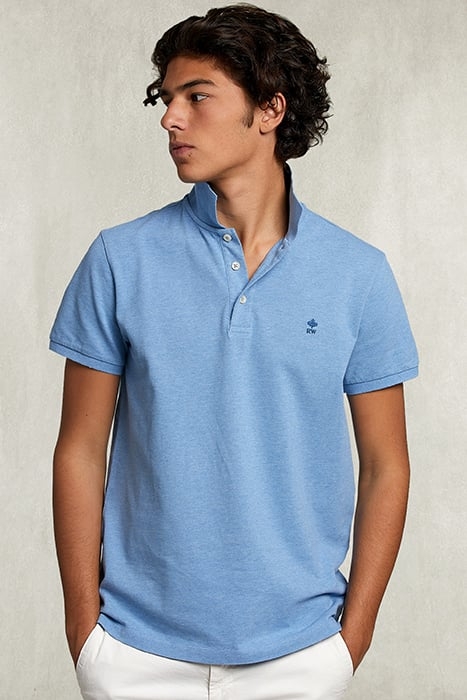CUSTOM FIT PIMA COTTON POLO CHAMBRAY MIX BLUE 1