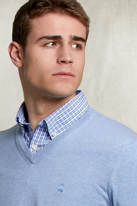 BASIC V-NECK PULLOVER POOL MIX BLUE 3