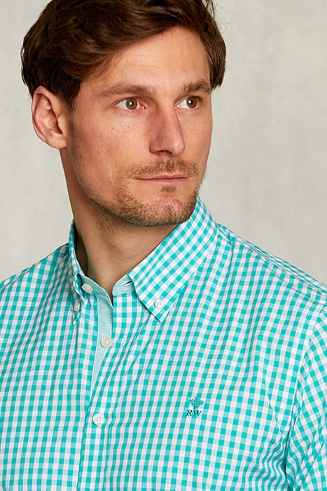 CUSTOM FIT CHECKED SHIRT WHITE/GREEN 4