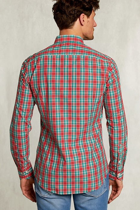 SLIM FIT CHECKED SHIRT GREEN/RED RED 2