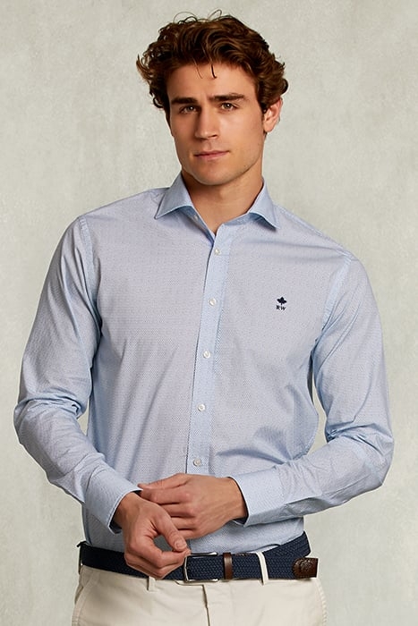 CUSTOM FIT DOTTED SHIRT BLUE/GREEN WHITE 1