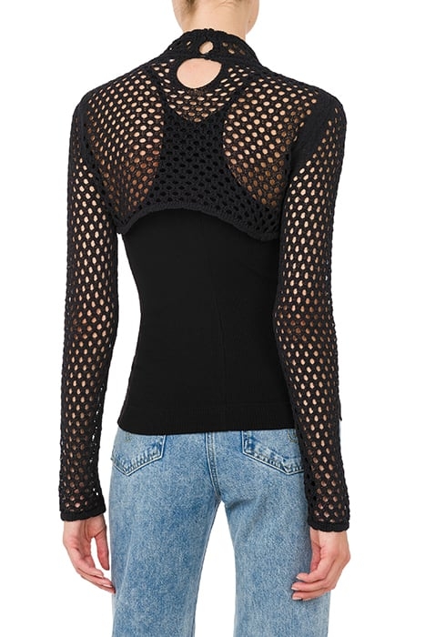 BLACK COTTON AND POLYAMIDE KNITWEAR BLACK 2