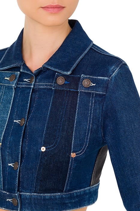 CROPPED DENIM PATCHWORK JACKET BLUE 4