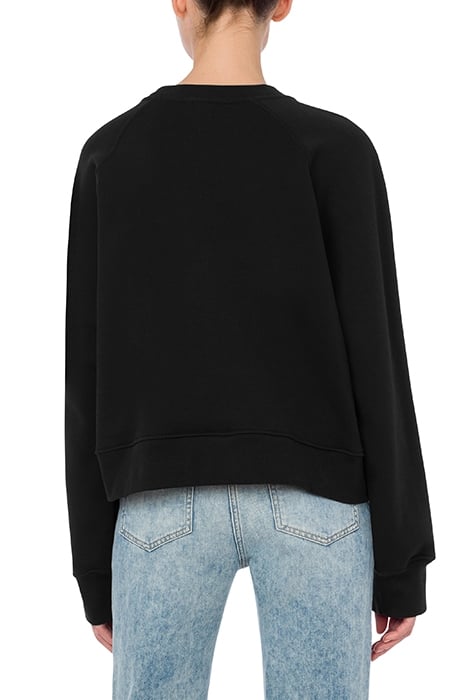 PEACE SIGN PRINT DIAGONAL COTTON SWEATSHIRT BLACK 2