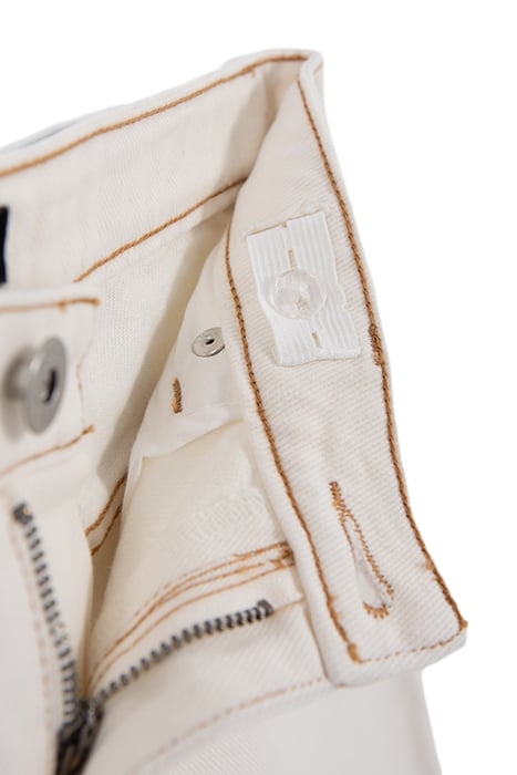 GIRLS’ ECRU UPCYCLED DENIM MOM SHORTS WITH FRINGED CUFFS 5