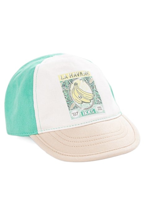 BABY BOYS’ GREEN, ECRU AND BEIGE CAP WITH BANANAS IMAGE 1