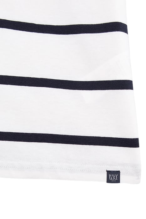 BOYS' WHITE ORGANIC COTTON T-SHIRT, STRIPED WAY LOGO IMAGE 5