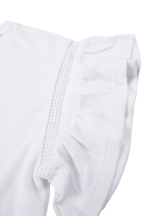 GIRLS' WHITE POINTELLE KNIT T-SHIRT WITH HEART MOTIF 4