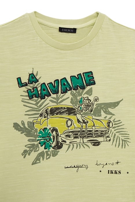 BOYS' LIME T-SHIRT WITH SKELETON-CAR IMAGE AND EMBROIDERY 3