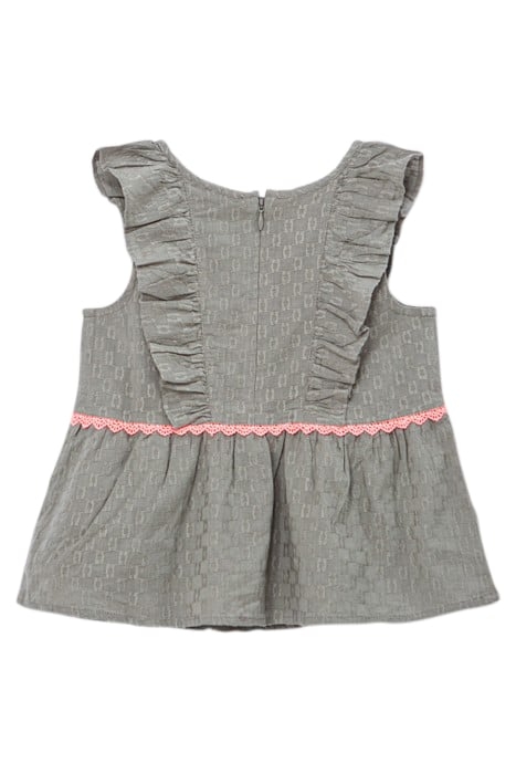 GIRLS’ KHAKI JACQUARD FABRIC TOP WITH NEON EMBROIDERY 2