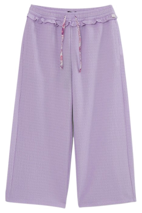 GIRLS’ LILAC TEXTURED FABRIC FLOWING WIDE TROUSERS 1