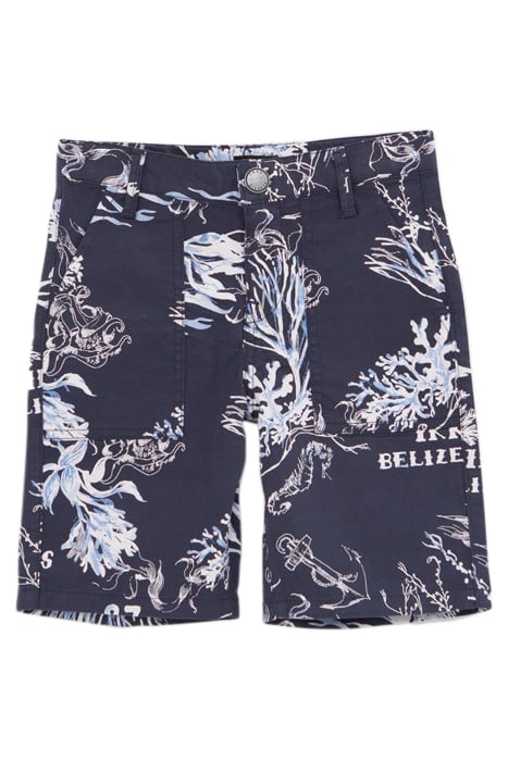 BOYS’ NAVY BERMUDA SHORTS WITH CORAL AND ANCHOR PRINT 1
