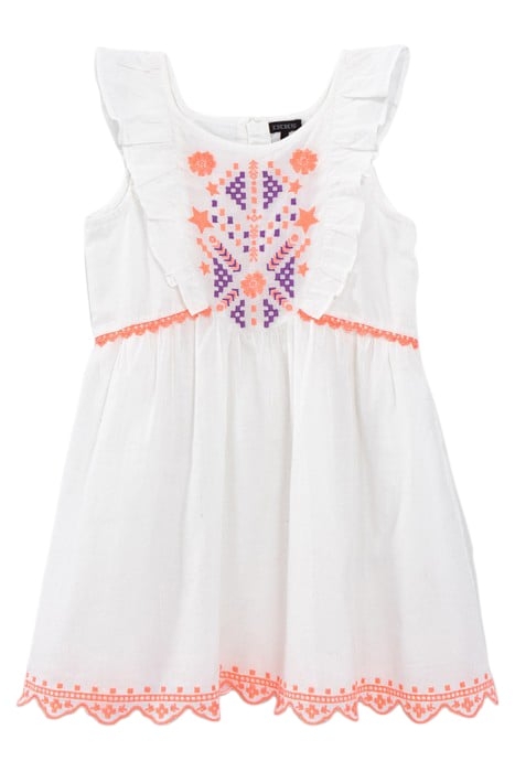 GIRLS’ OFF-WHITE DRESS WITH NEON ETHNIC EMBROIDERY 1
