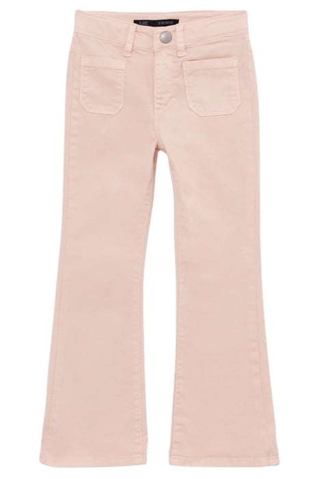 GIRLS' POWDER PINK WATERLESS FLARED JEANS PATCH POCKETS 1