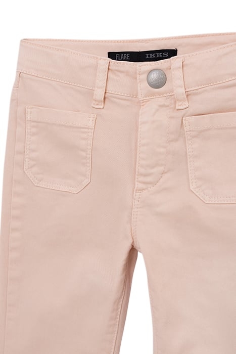 GIRLS' POWDER PINK WATERLESS FLARED JEANS PATCH POCKETS 4