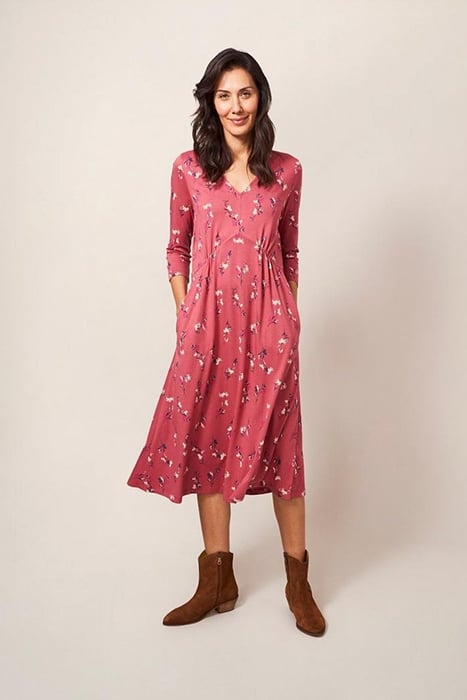 TEA MIDI JERSEY DRESS PINK MULTI 1