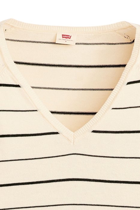 PETAL VNECK SWEATER OLYMPIC STRIPE WHITE 4