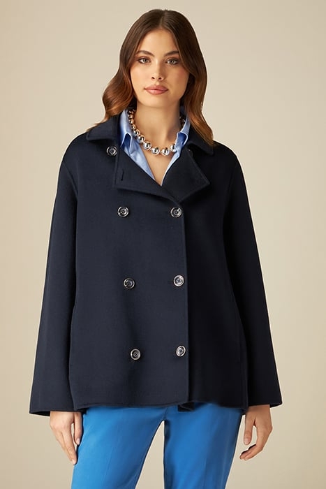 SHORT WOOL BLEND COAT BLUE 1