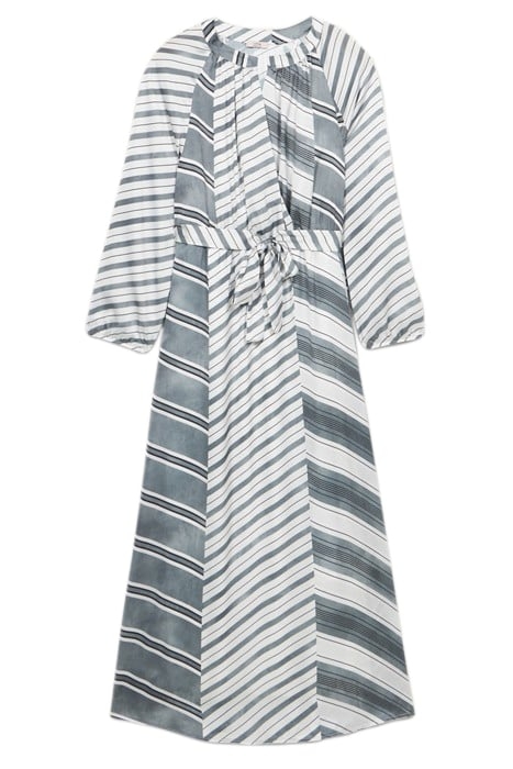 LONG PATTERNED SATIN DRESS GREY 3