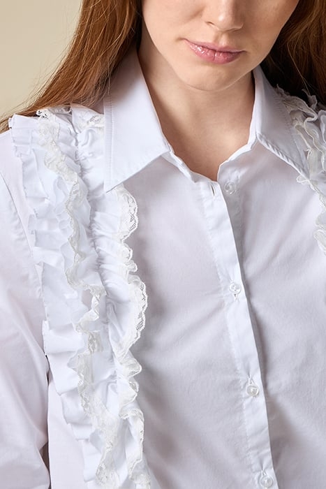 POPLIN SHIRT WITH RUCHING AND LACE WHITE 4