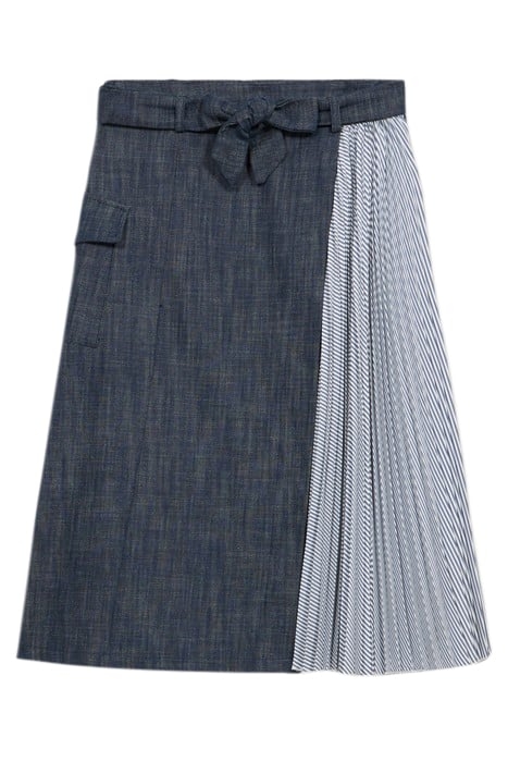 FLARED DENIM SKIRT WITH PLEATED DETAIL BLUE 4